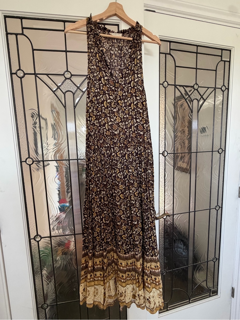 Spell & The Gypsy Floral Print Maxi Dress in Black and Cream